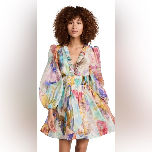 ZimmermannHigh Tide Frill V Neck Mini Dress Zimmerman size 0 = US 4